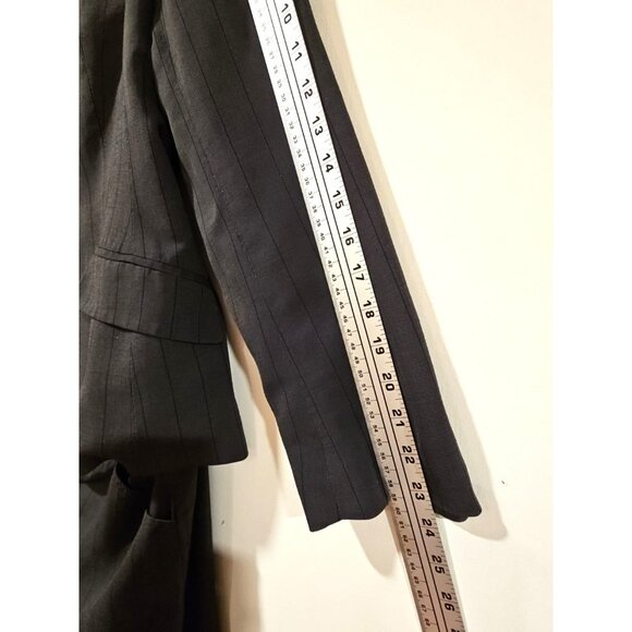 Holt Renfrew 2-pc Pant suit Women 2 pc Striped Gray Sz 12 Wide Leg Office Career - Picture 8 of 16